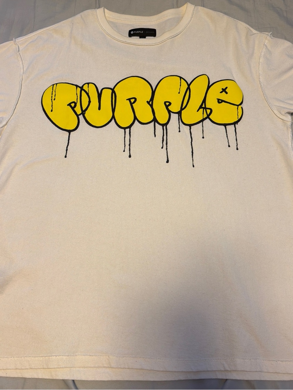 NWOT Purple Brand Inside-Out Yellow Bubble Drip Logo T-Shirt